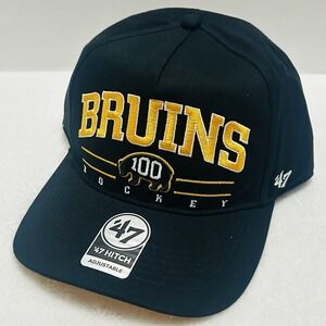 '47 Brand Boston Bruins Centennial Roscoe Hitch Hat‎ Cap Adjustable Snap Black